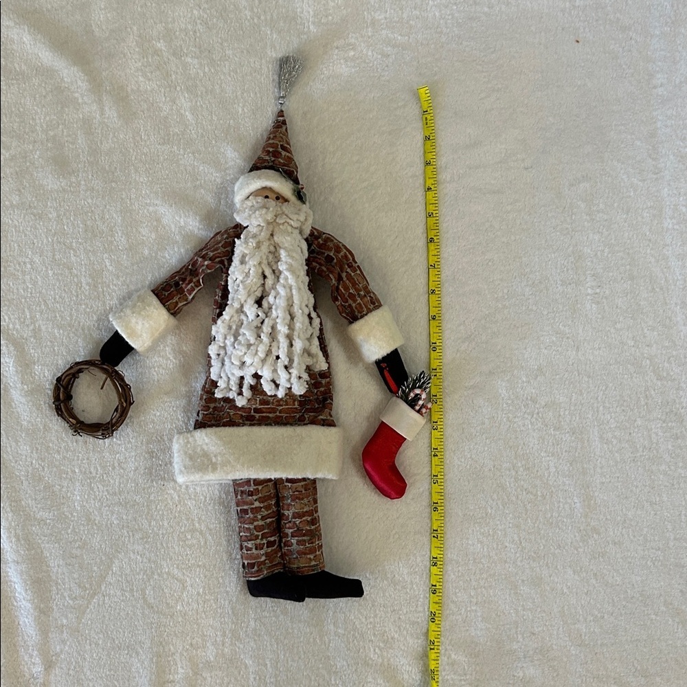 Festive Santa Claus Plush with Wreath and Stocking - Picture 5 of 9